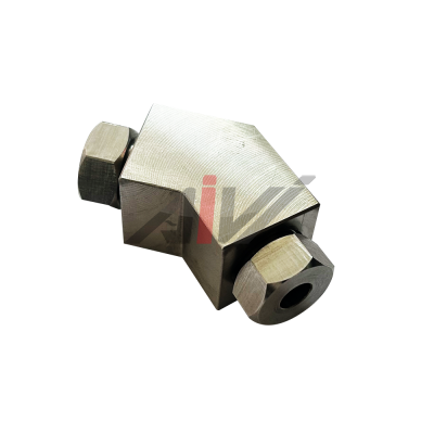 Waterjet part can be customized with 35-degree 1/4-inch high-pressure hose fittings.